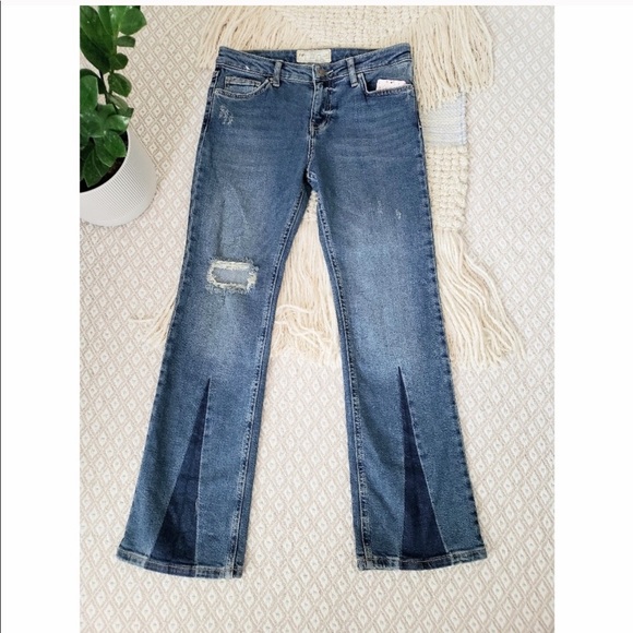 Free People Color block distressed 9” rise jeans - Picture 2 of 4